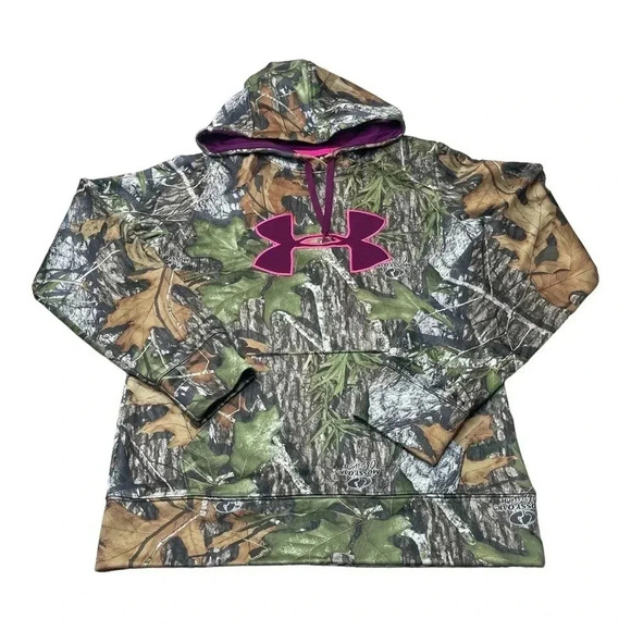 Under Armour Mossy Oak Loose Camouflage Purple Hoodie Women’s size Small - Picture 1 of 9